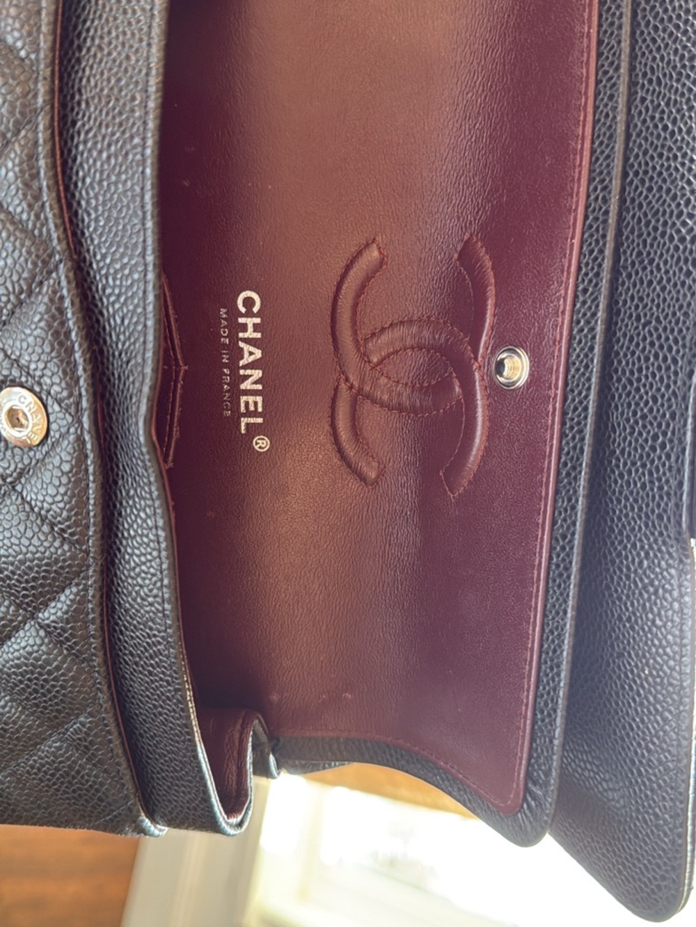 Chanel Classic Flap Medium Black Caviar leather Silver HW Authentic Iconic - Picture 3 of 14